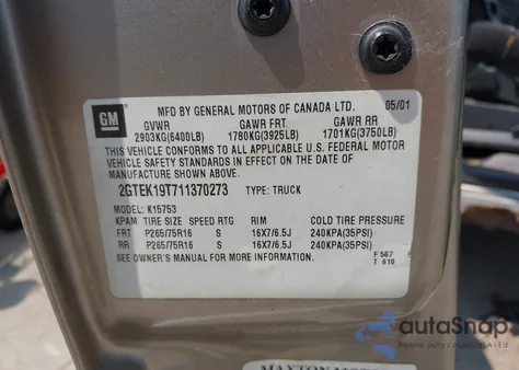 2001 GMC Sierra 1500 Sle z USA, uszkodzony, nr VIN 2GTEK19T711370273